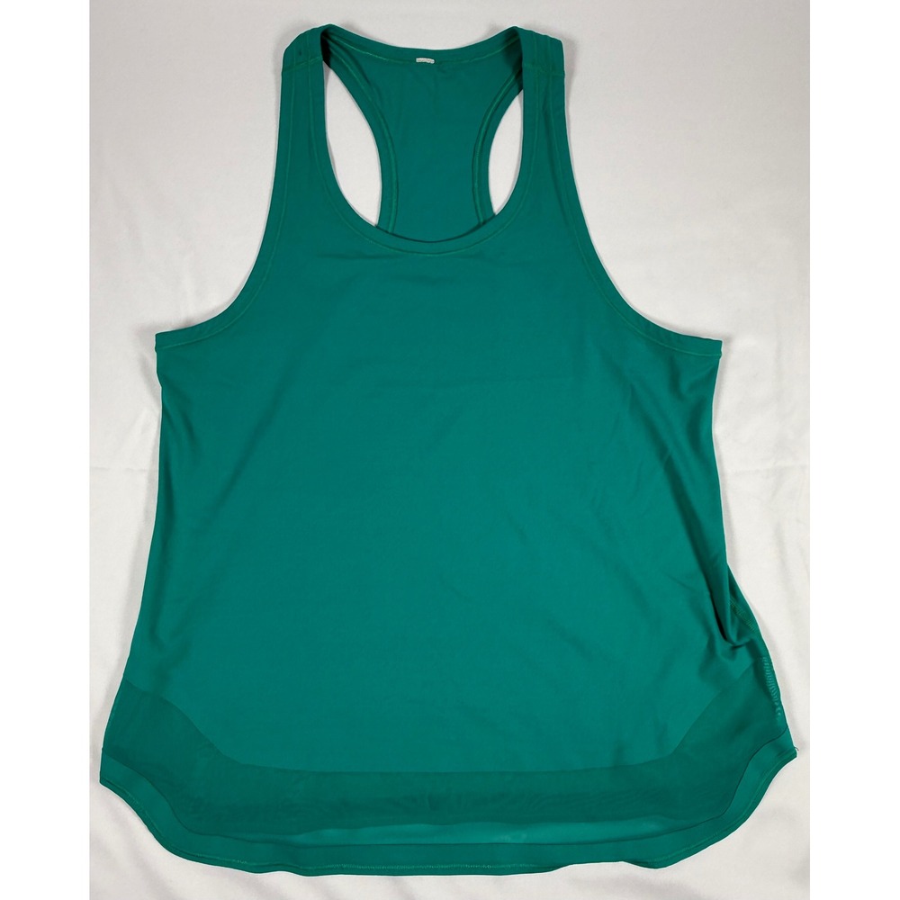 Lululemon Sculpt Tank Top Teal Green Mesh Hem Racerback Activewear Women Size 4